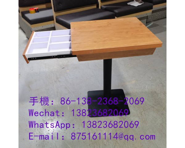 防火板抽屜餐桌訂造,二人位抽屜收納櫃餐枱訂做,港式餐廳餐檯訂製工廠