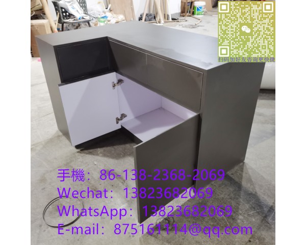 防火膠板櫃子訂製,L型餐邊櫃訂造,黑色防火板茶水台訂做廠家