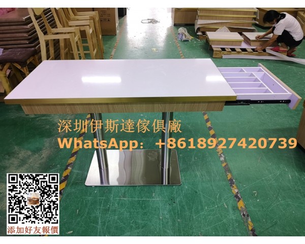 餐枱訂製批發廠商，人造石抽屜式儲物枱，膠板枱，雲石枱面，實木餐枱，防火梳化定做