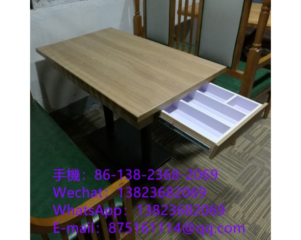 櫃桶分隔抽屜餐檯訂造,餐廳枱凳,餐館飯店家具餐枱訂製,茶餐餐桌訂造,防火膠板抽屜餐桌檯子訂造