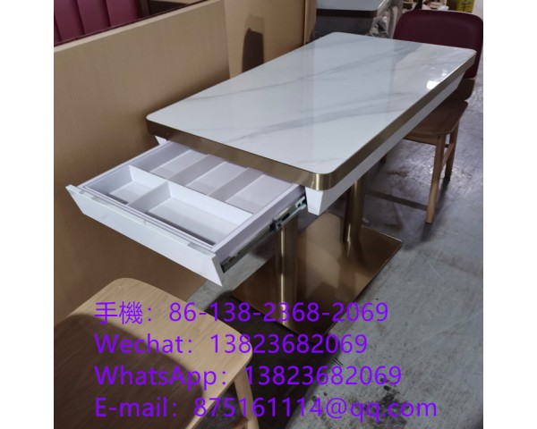 岩板不鏽鋼圍邊餐枱訂做,收納櫃抽屜餐檯訂造,大理石餐檯傢俱訂造,人造石桌子加工廠,眾美德傢具廠