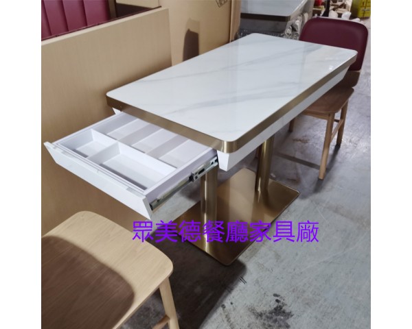 不鏽鋼包大理石餐檯訂做,餐館飯店金屬餐桌訂製廠商,火燒石餐桌訂做,岩板包金屬邊餐枱訂造