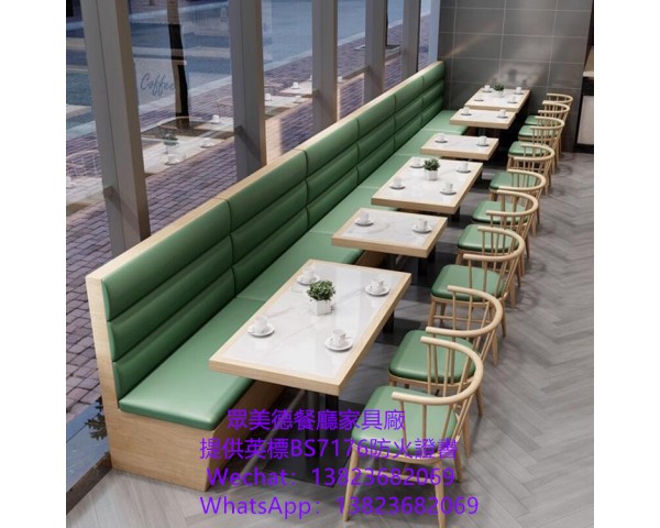 靠墻沙發梳化訂製,岩板餐檯訂做,餐飲店傢私案例實拍圖,餐廳家具桌椅沙發梳化倉訂造