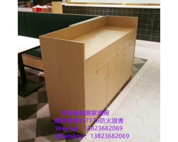 家具收納櫃製造廠家,防火膠板餐檯櫃製造工廠,木製櫃子自然色,餐飲店茶水櫃碗碟櫃訂造工廠