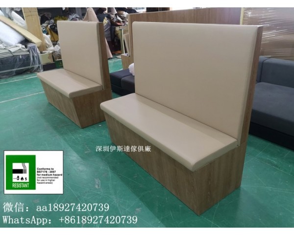 高質量梳化訂做工廠，梳化尺寸款式顏色訂造，餐廳儲物櫃梳化，防火板靠墻卡座，防火皮革梳化，卡位梳化