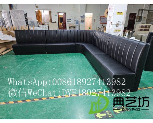 酒吧梳化，定做高檔酒吧梳化，卡位梳化款式，L型梳化相片，定制酒吧舒適沙發，儲物沙發，黑色梳化