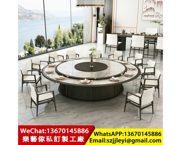 有電動旋轉馬達控制的圓型餐桌訂製.樂藝家具訂製工廠