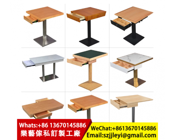 樂藝現代簡約餐桌工廠直銷,抽屜餐檯可儲物,環保板材定制餐桌廠家